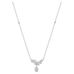 Graduating Teardrop Diamonds Pendant Necklace 18k White Gold Bridesmaids Gift