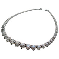 Graduating Tennis Rivera Necklace in Sterling Silver & Solitaire Cubic Zirconia 