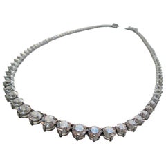 Graduating Tennis Rivera Necklace in Sterling Silver & Solitaire Cubic Zirconia
