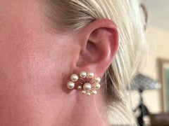 Graduating White Akoya Pearl Screw in Earrings 14K Yellow Gold