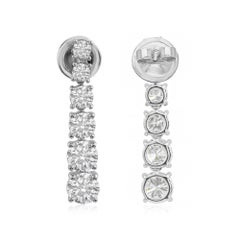 3.26Ct Brilliant Graduated Diamond Drop Earrings 14k White Gold Fine Jewelry