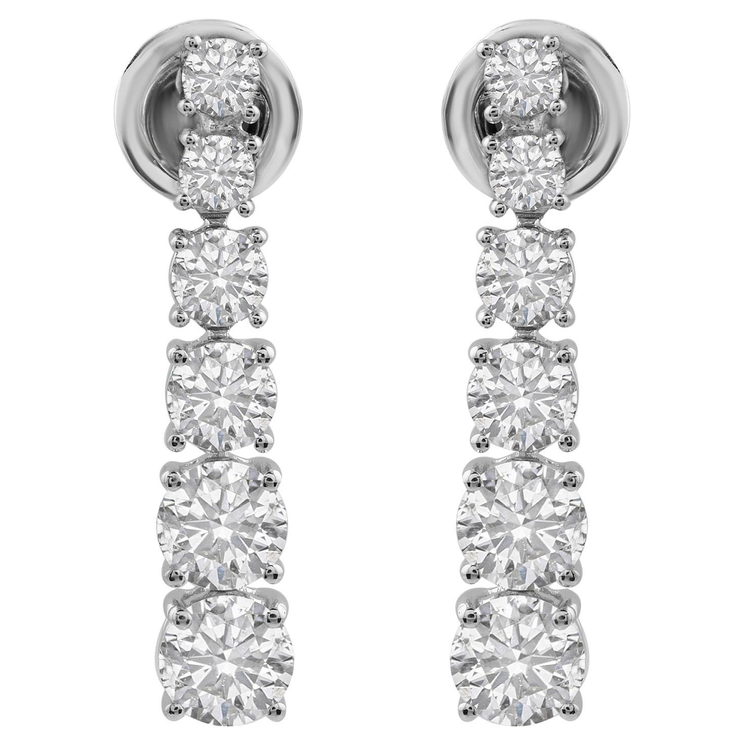 Graduation Brilliante 3.26 Carat Diamond 18k White Gold Drop Earrings Gift
