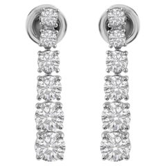 Graduation Brilliante 3.26 Carat Diamond 18k White Gold Drop Earrings Gift