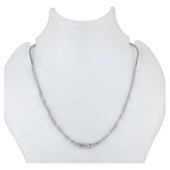 Collana girocollo in oro bianco 14k con diamanti naturali, gioiello per la laurea, lunghezza 16"