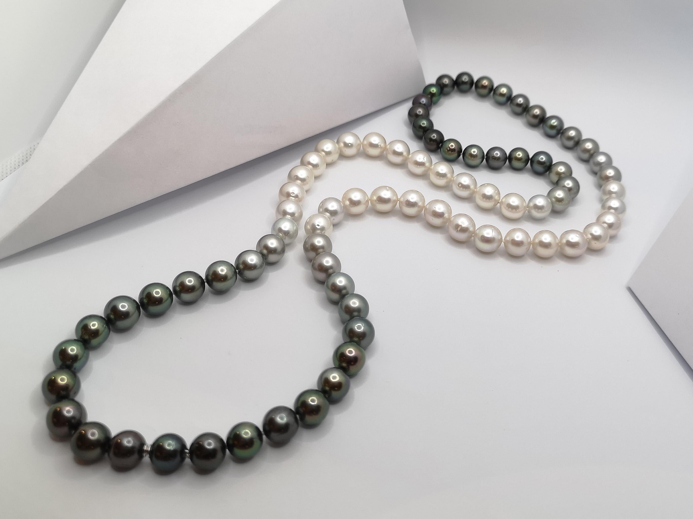 Collier de perles des mers du Sud de couleur graduée avec fermoir caché en or blanc 18 carats en vente 4