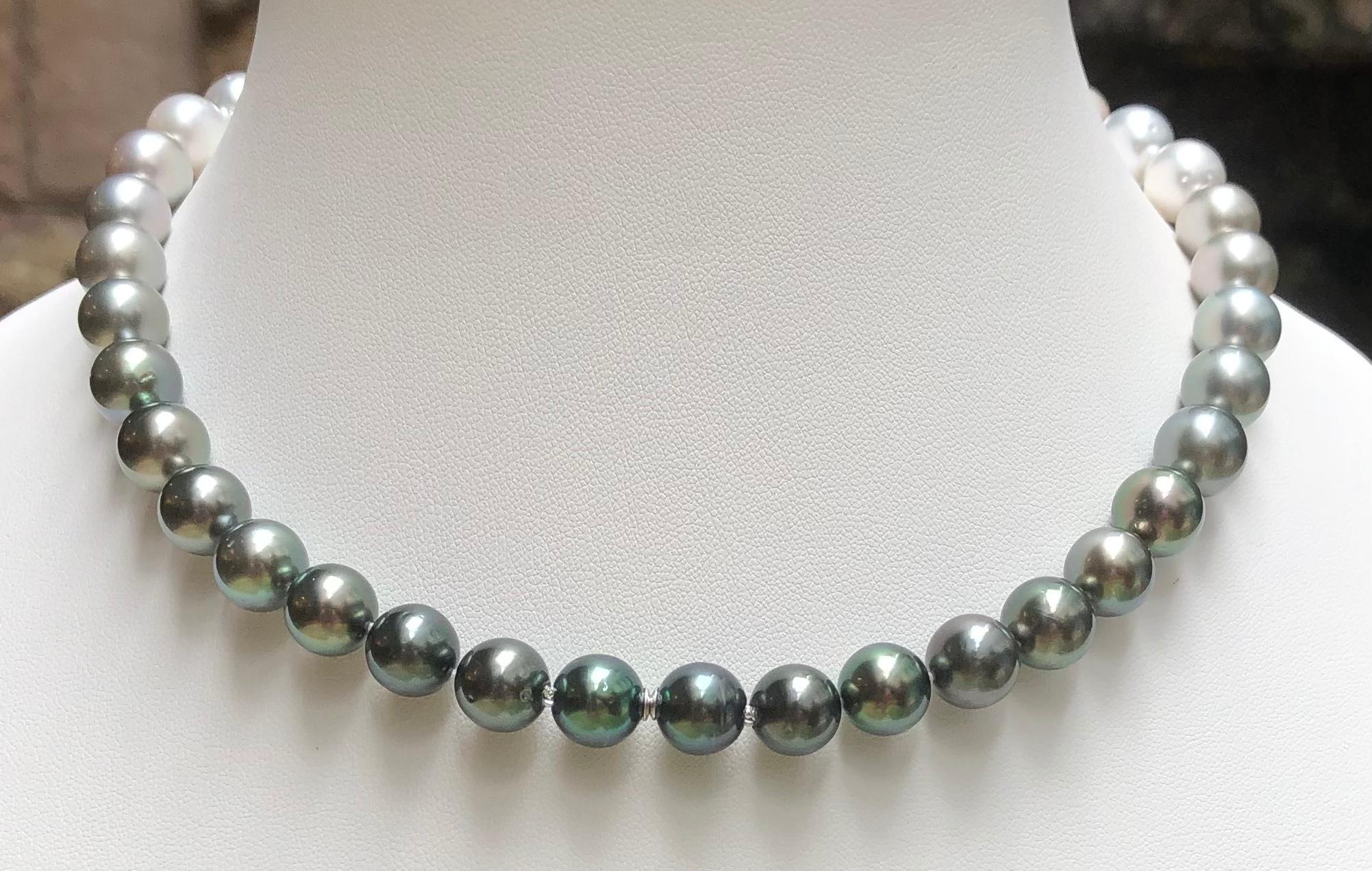 Contemporary Gradutated Color South Sea Pearl Necklace with Hidden 18K White Gold Clasp For Sale