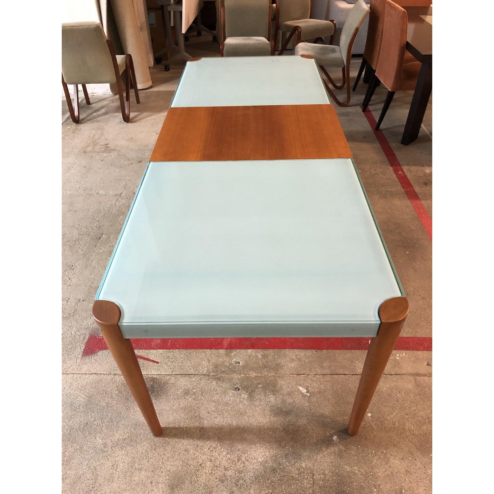 Graebel Glass + Cherry Wood Butterfly Leaf Dining Table For Sale 2