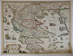 Griechenland, „Graeciae Antiquae“ „“, handkolorierte Karte von Sanson aus dem 17. Jahrhundert