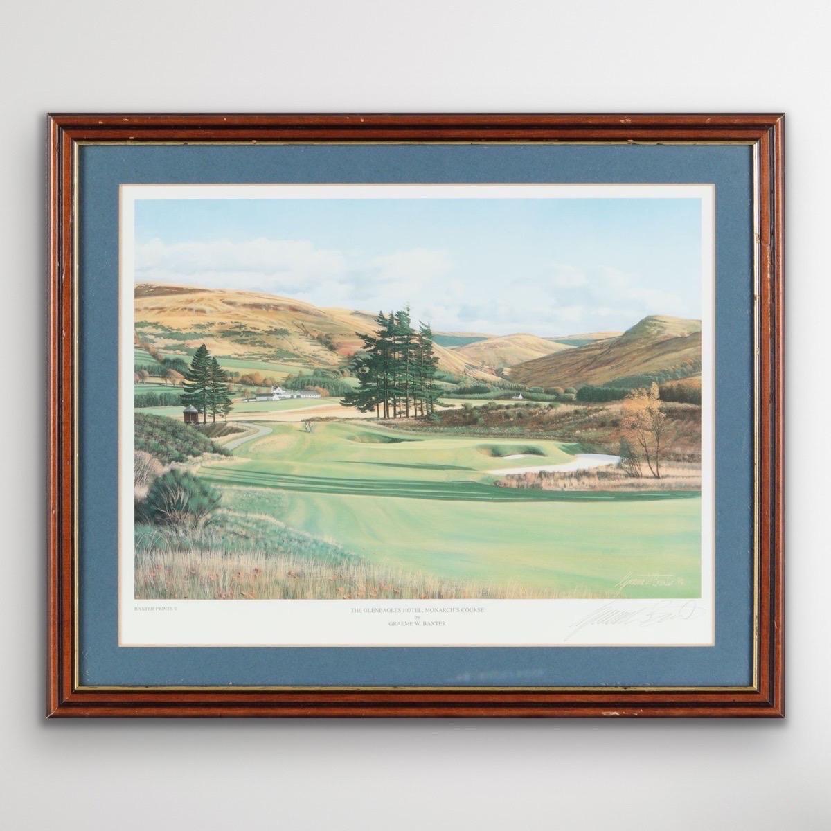 Coloured Print of Photorealist Painting of Gleneagles Golf Course in Scotland For Sale 1