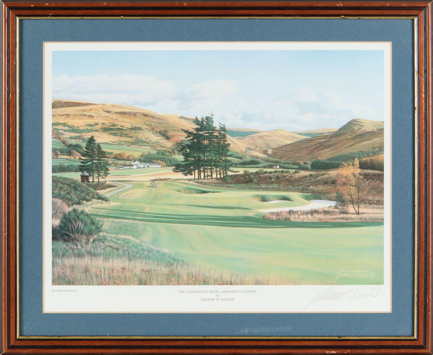 Impression colorée d'une peinture photoréaliste d'un parcours de golf de Gleneagles en Écosse en vente 3