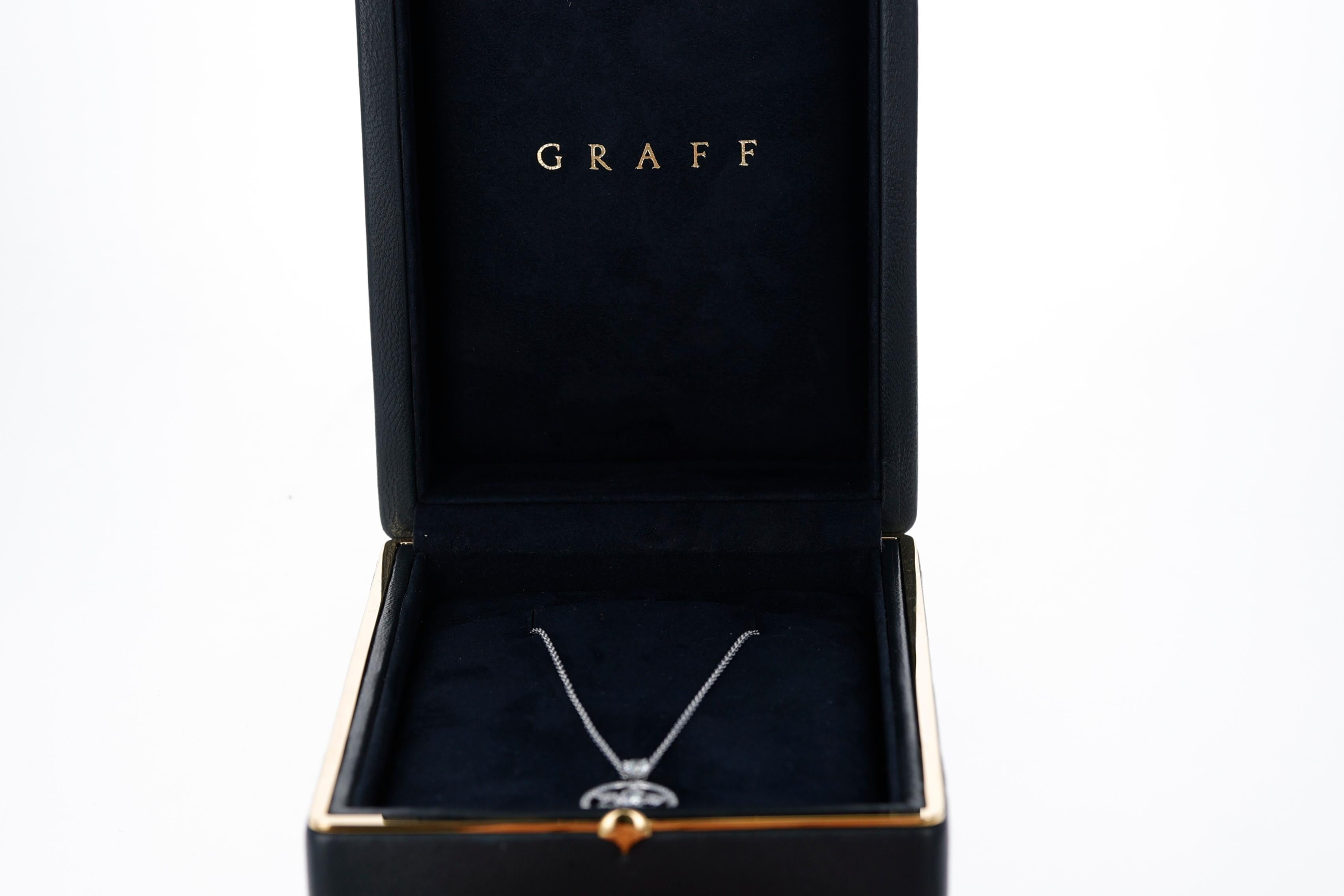 Round Cut Graff 0.89 Ct. Diamond Snowflake Pendant Necklace with Original Box For Sale