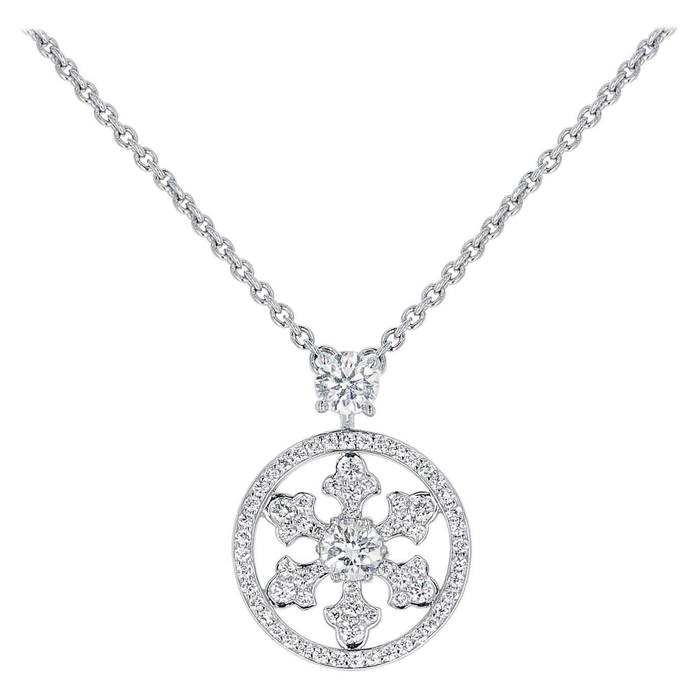 Graff 0,89 ct. Collier pendentif flocon de neige avec boîte d'origine