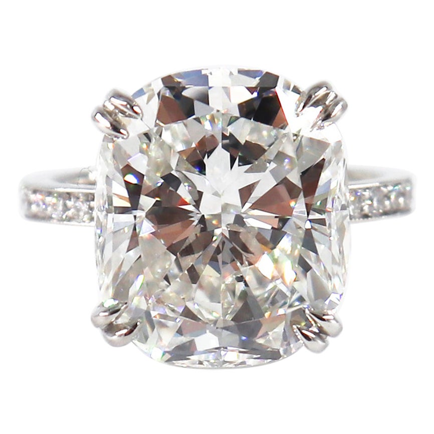 Graff 10.01 carat GIA H VS1 Bague avec diamant taille coussin