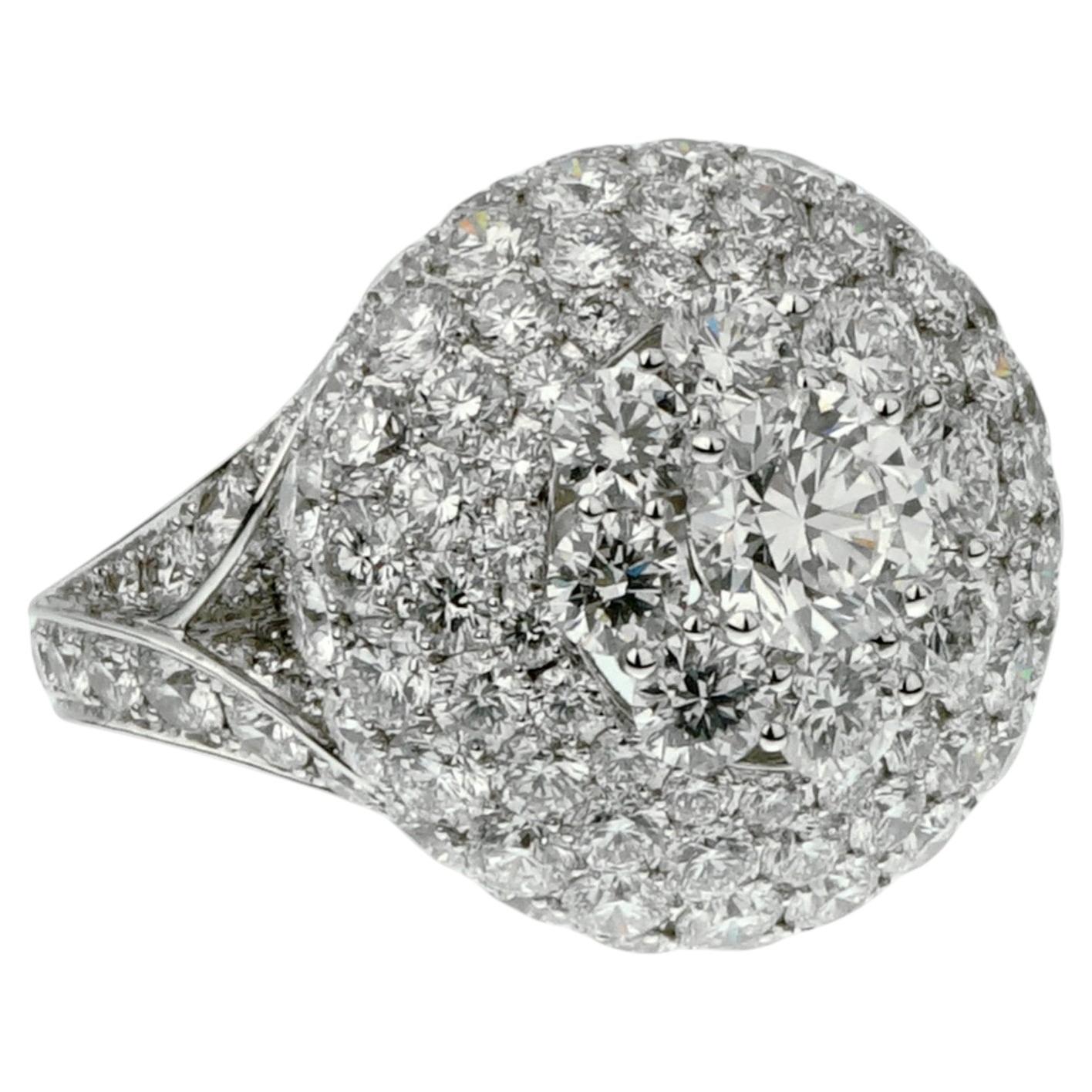 Graff 10.08ct Diamante Bombe 18k Oro Blanco Anillo de Cóctel Sz 4 3/4