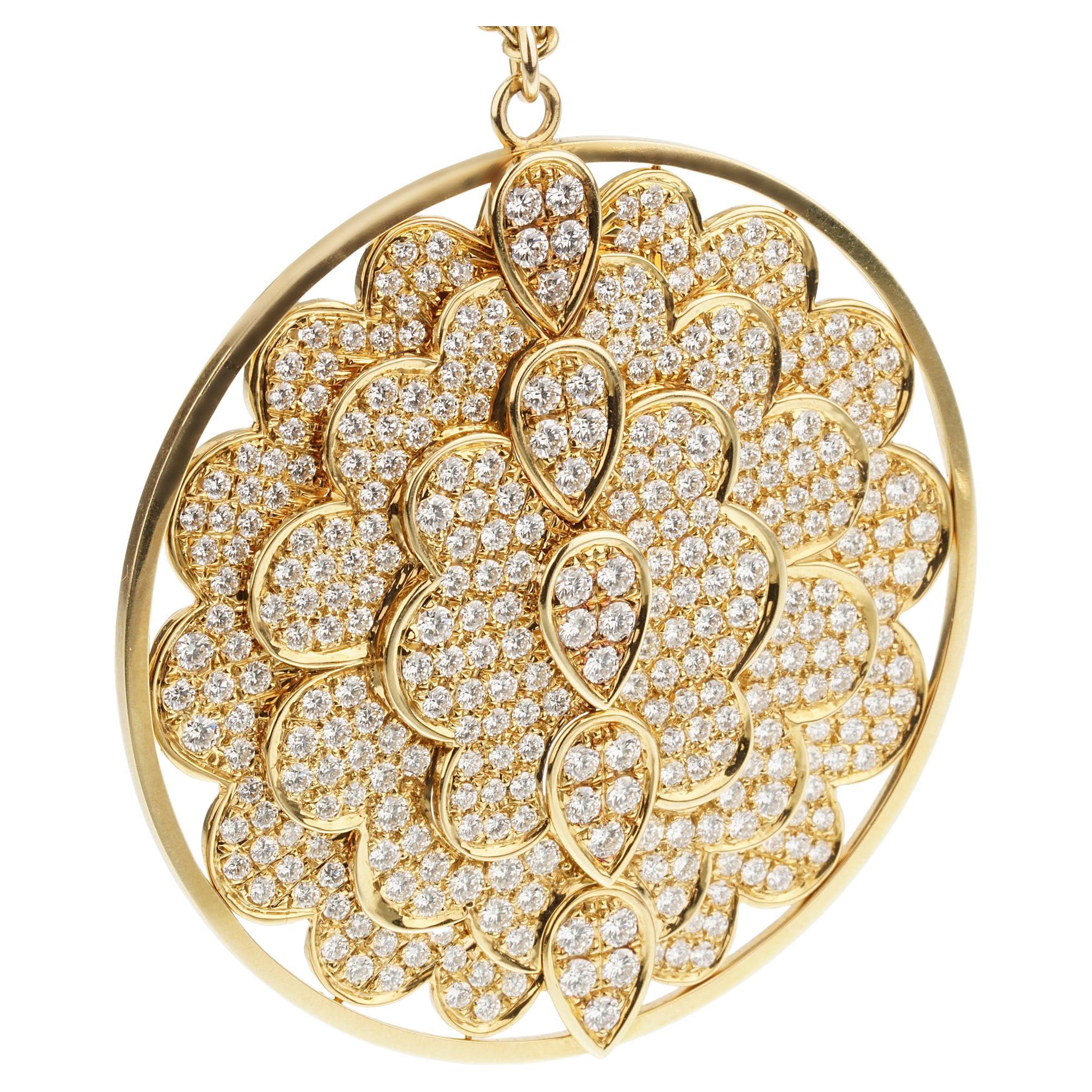 Graff 10.25ct Diamond Pendant Yellow Gold Necklace