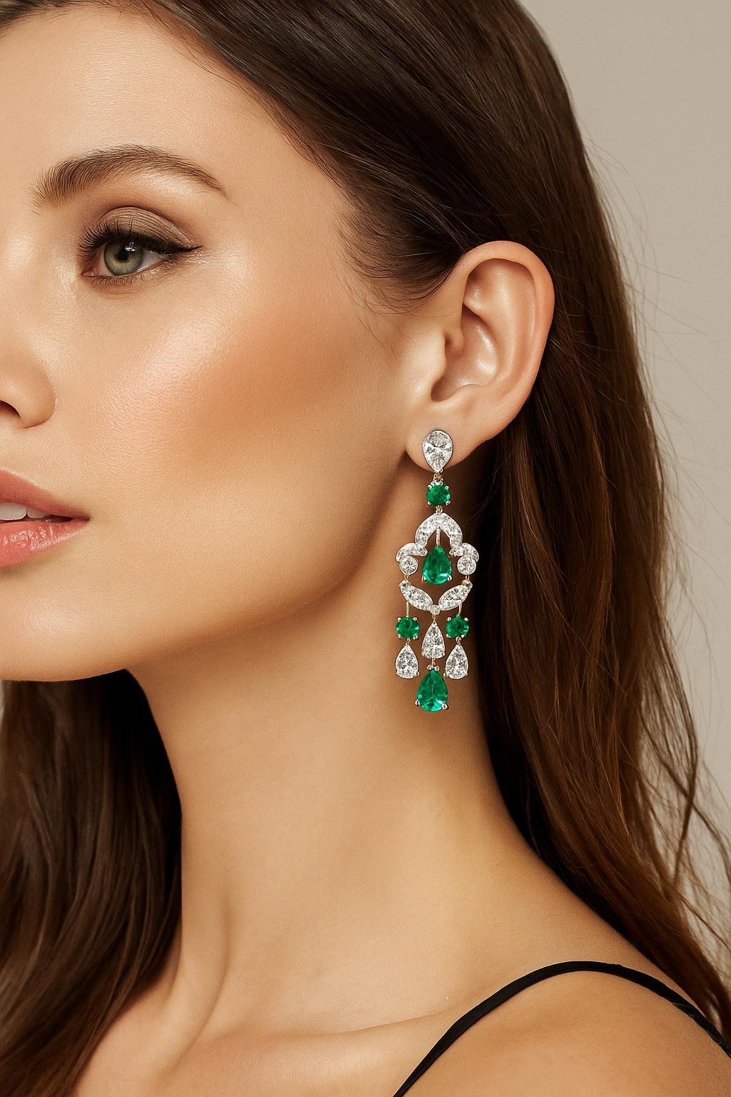 GRAFF 10,48 Karat Diamant-Smaragd-Kronleuchter-Ohrringe (Zeitgenössisch) im Angebot