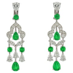 GRAFF 10.48 Carat Diamond Emerald Chandelier Earrings