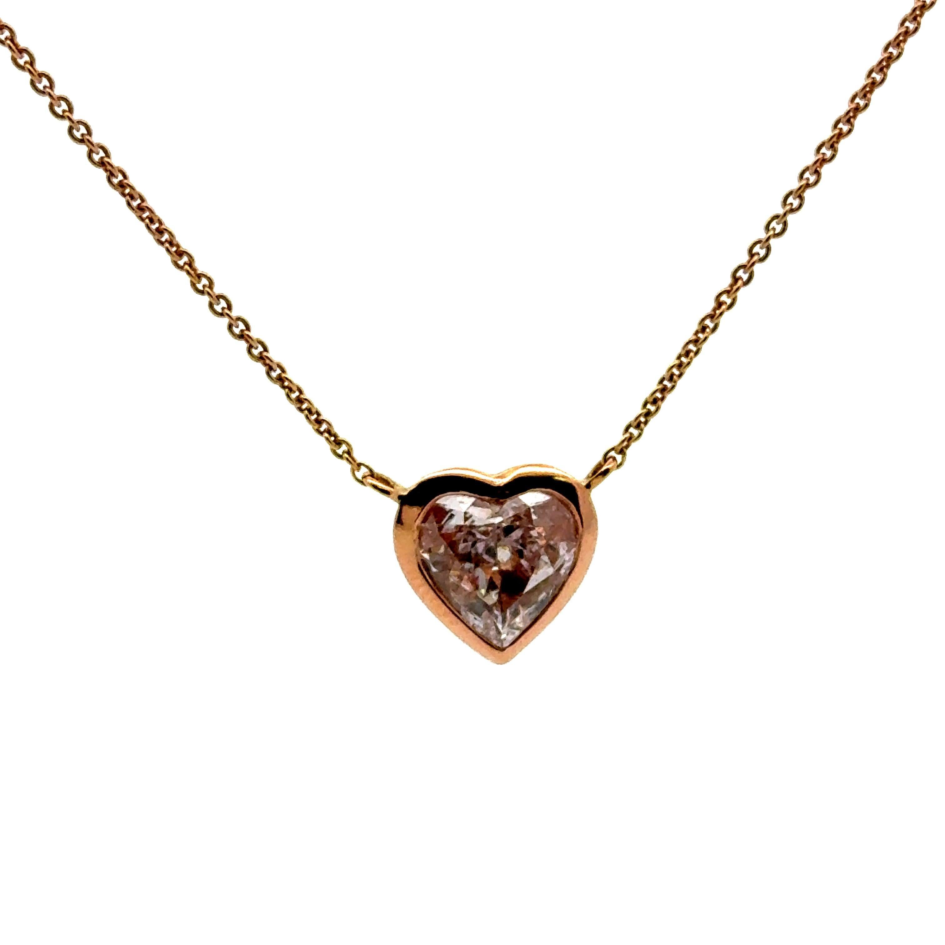 Graff 1.17 Carat Fancy Light Pink Diamond 14K Yellow Gold Pendant Necklace In Good Condition For Sale In New York, NY