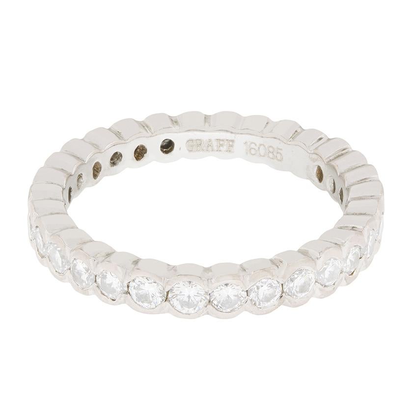 Brilliant Cut Graff 1.20ct Diamond Scalloped Set Eternity Band For Sale