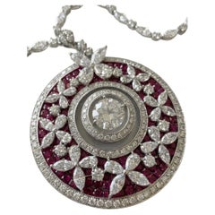 Graff 13.63 Carat Diamond & Ruby Butterfly Motif Medallion Necklace