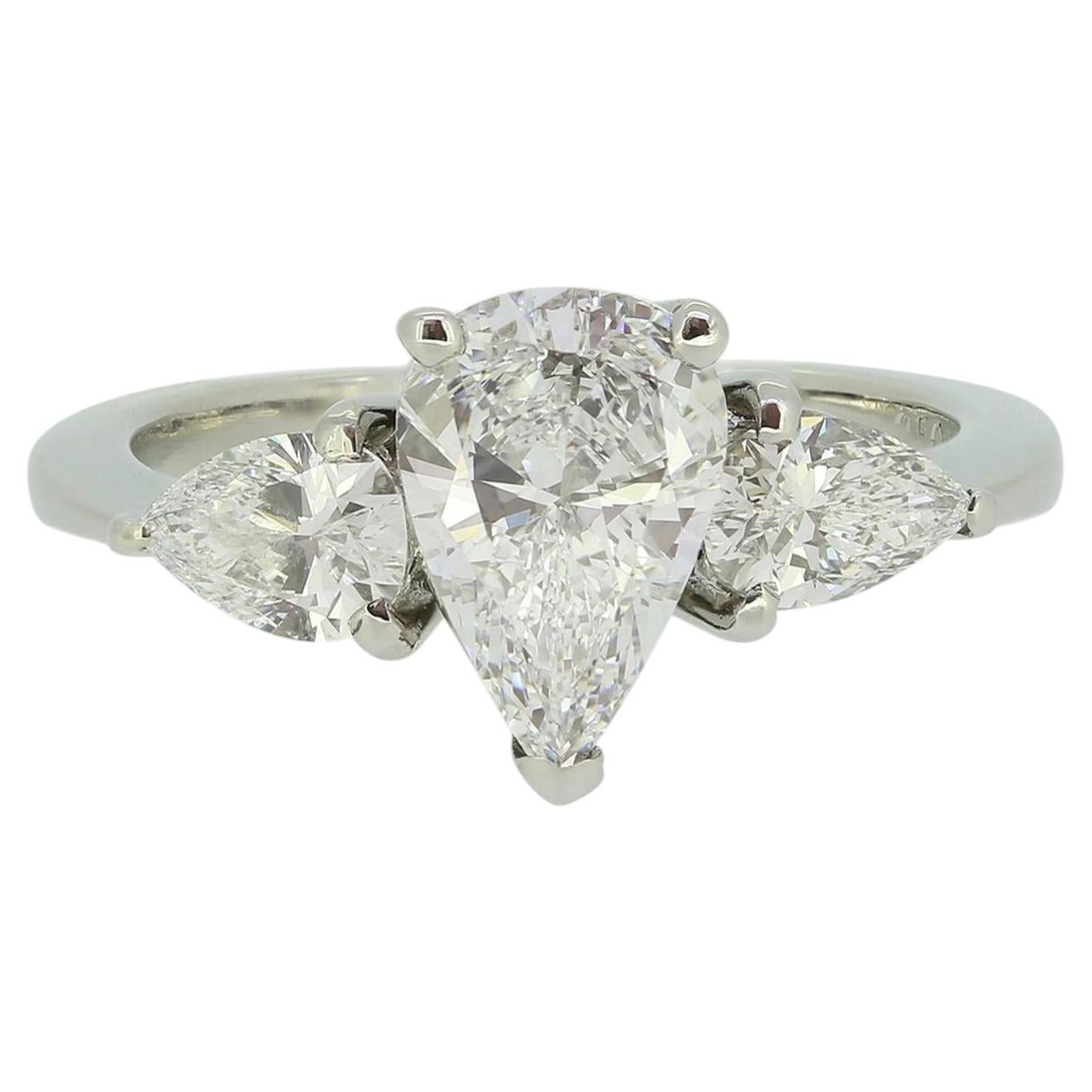Graff 1.51 Carat Pear-Cut Diamond Three-Stone Promise Engagement Ring
