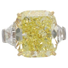 Graff 15.27 Carat Fancy Intense Yellow Radiant Cut GIA Cert Diamond Ring