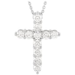 Graff 18 Karat White Gold 1.10 Carat Diamond Cross Necklace