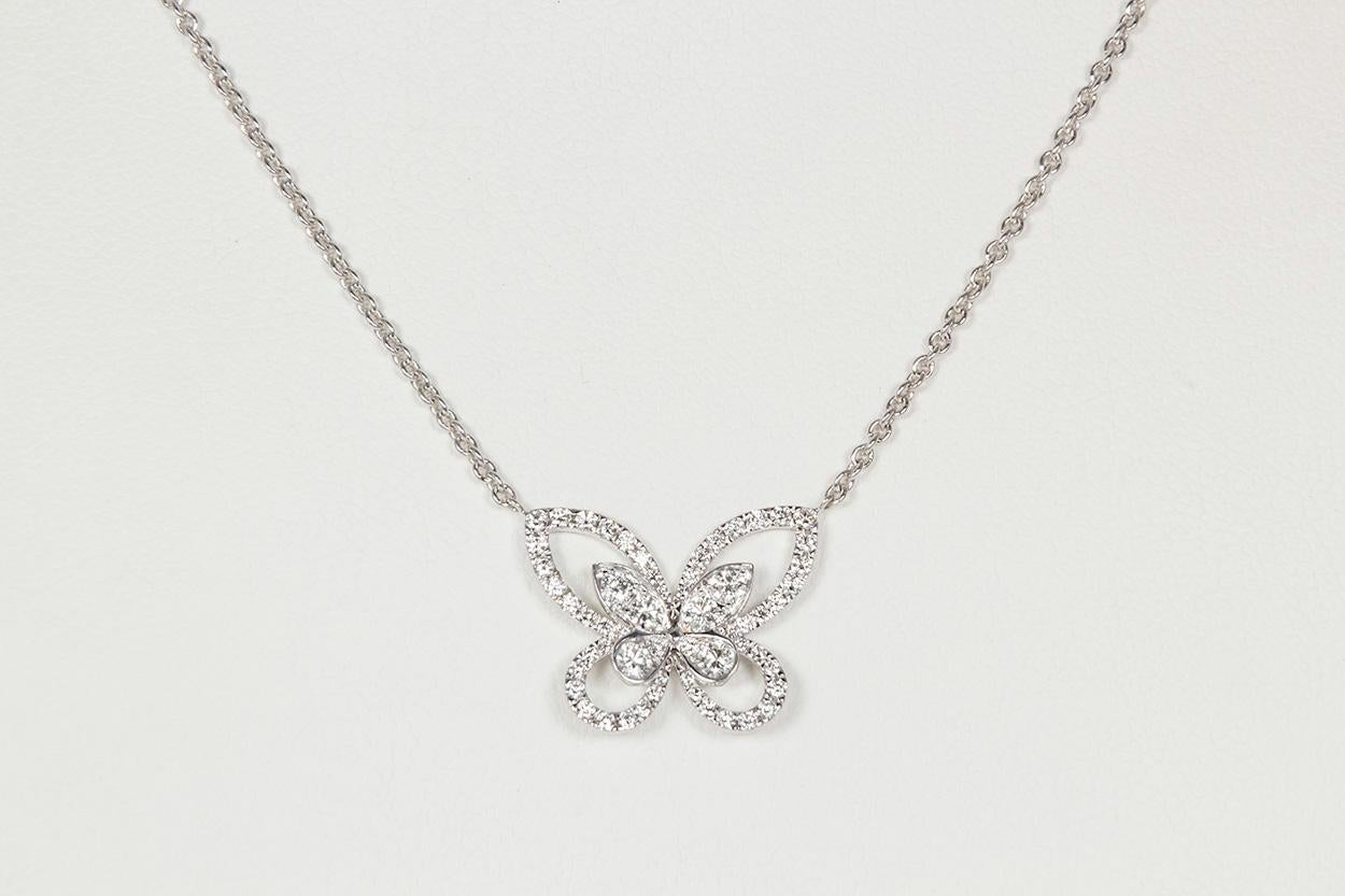 Modern Graff 18 Karat White Gold and Diamond Butterfly Silhouette Pendant