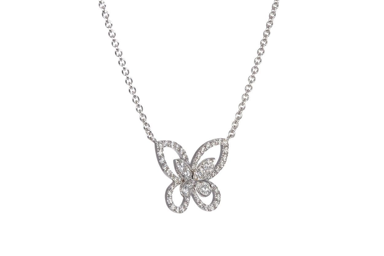Women's Graff 18 Karat White Gold and Diamond Butterfly Silhouette Pendant