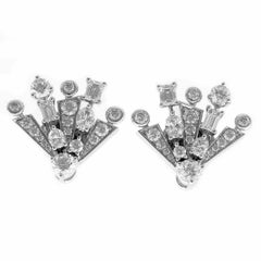 Graff 18 Karat White Gold Solar Diamond Mini Stud Earrings