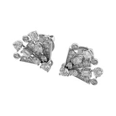 Graff 18 Karat White Gold Solar Diamond Mini Stud Earrings