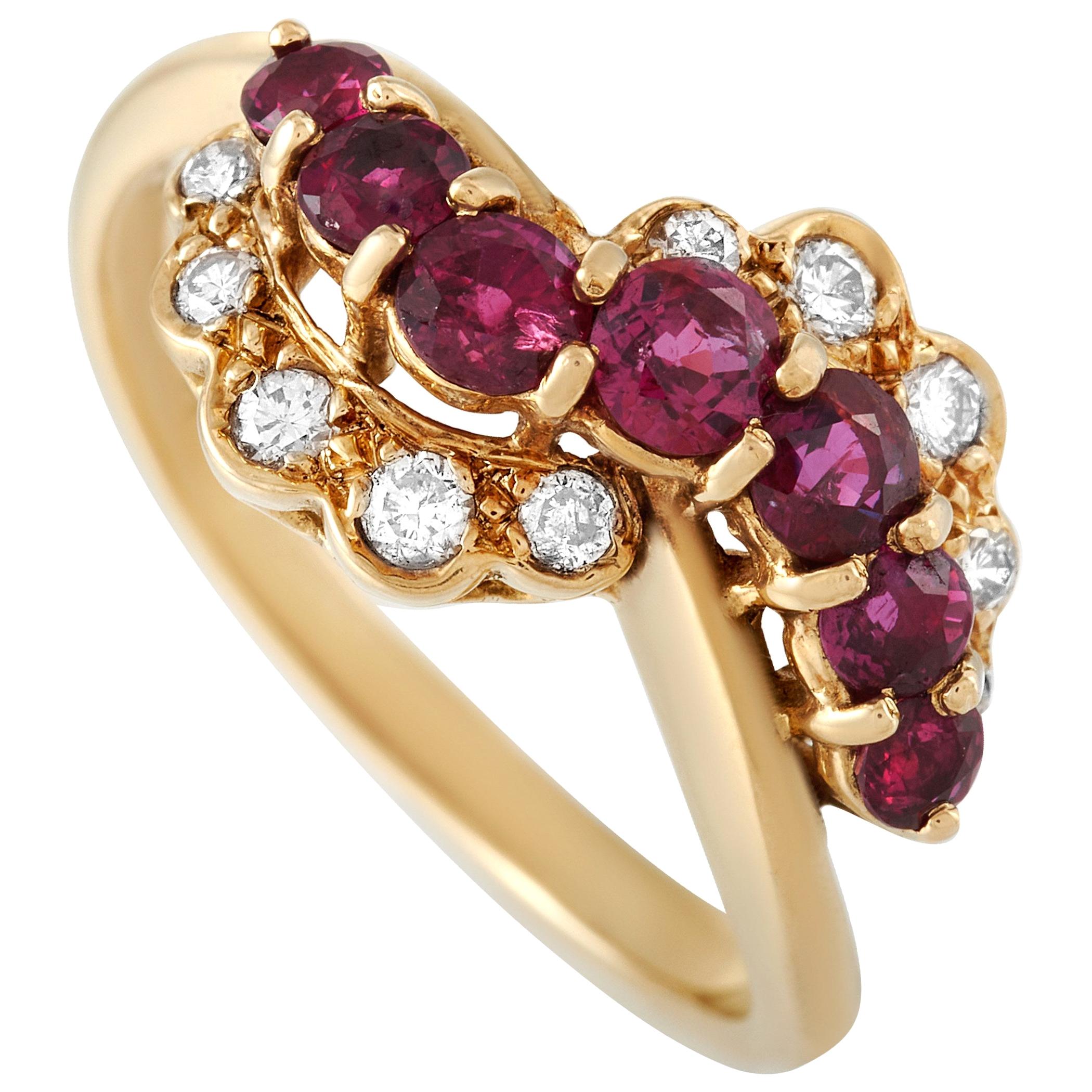 Graff 18 Karat Yellow Gold 0.30 Carat Diamond and 1.25 Carat Ruby Ring