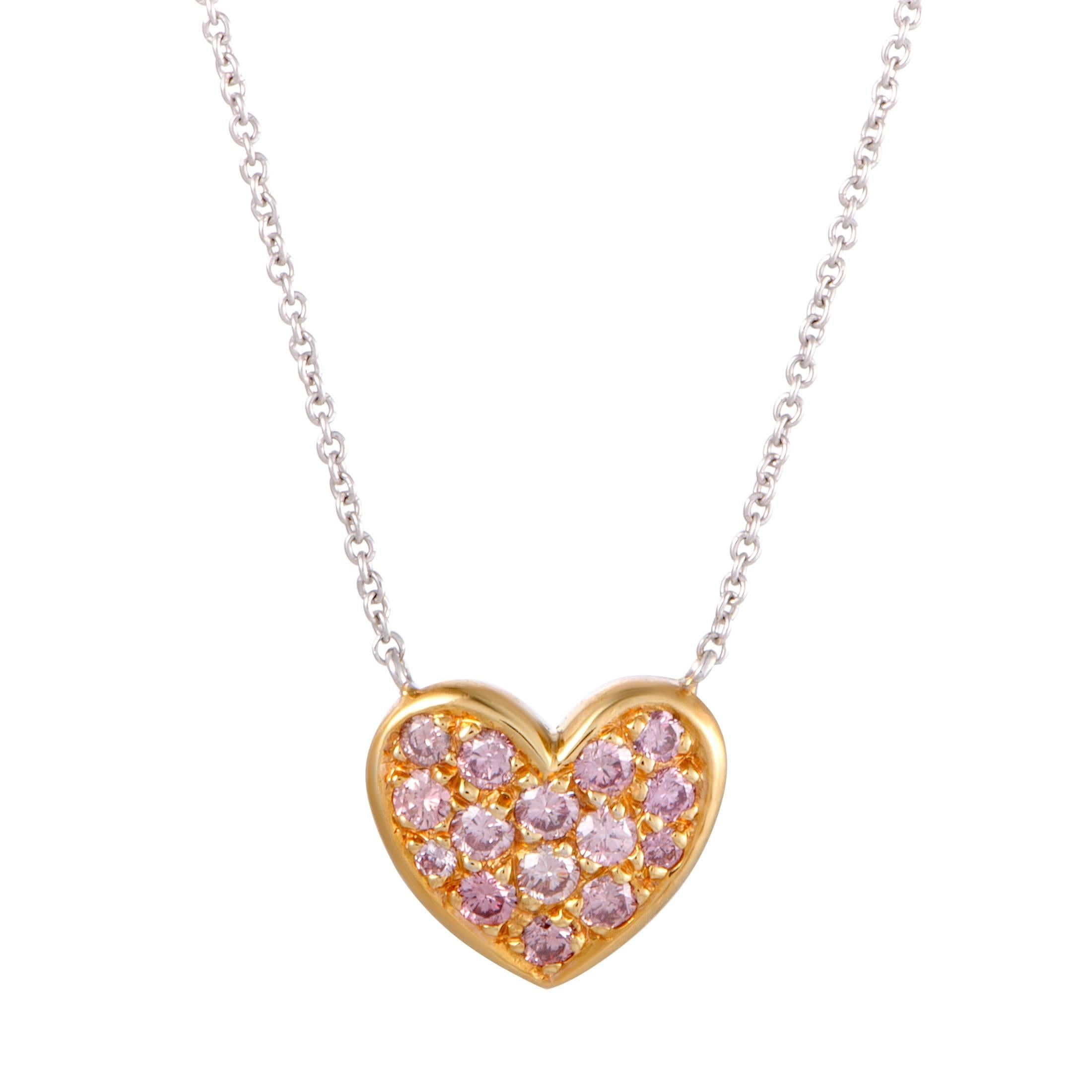 Graff 18 Karat Diamond Pave Heart Gold Pendant Necklace