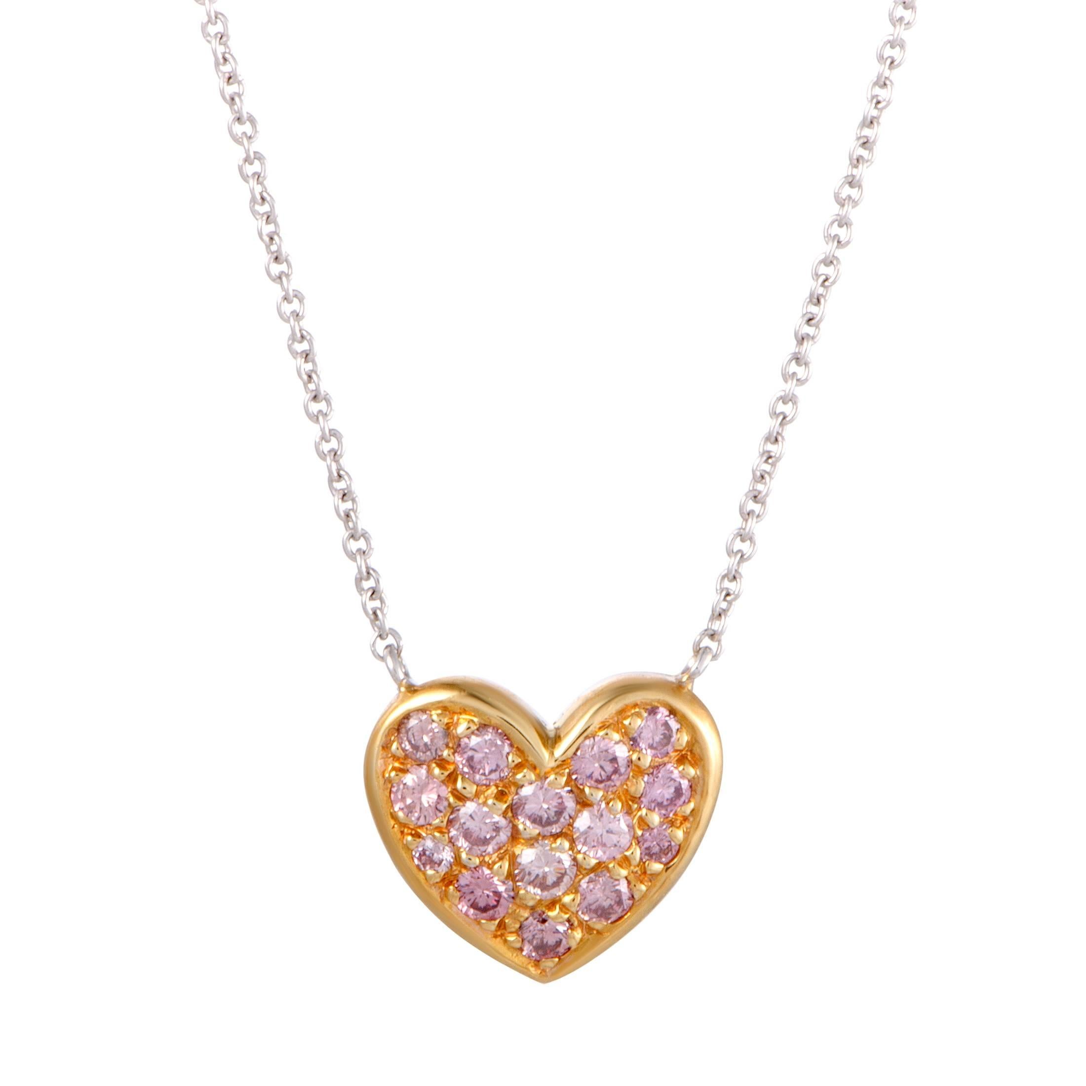 Graff 18 Karat Diamond Pave Heart Gold Pendant Necklace at 1stDibs
