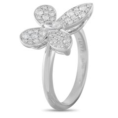 Graff 18K White Gold 0.55ct Diamond Pav Butterfly Ring