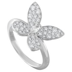 Graff 18K White Gold 0.55ct Diamond Pav Butterfly Ring