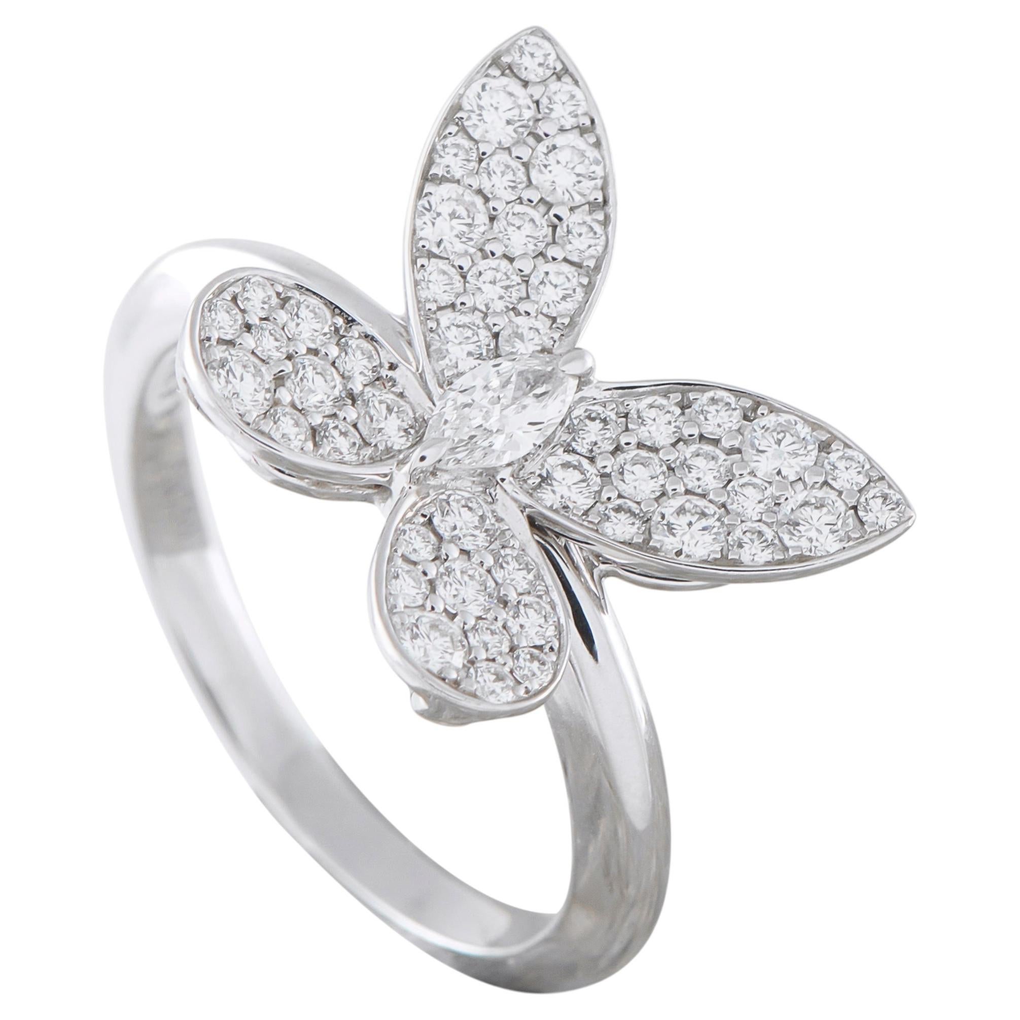 Anillo mariposa Graff de oro blanco de 18 quilates con pavé de diamantes de 0,55 quilates