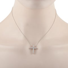 Graff 18 Karat White Gold 1.10 Carat Diamond Cross Necklace