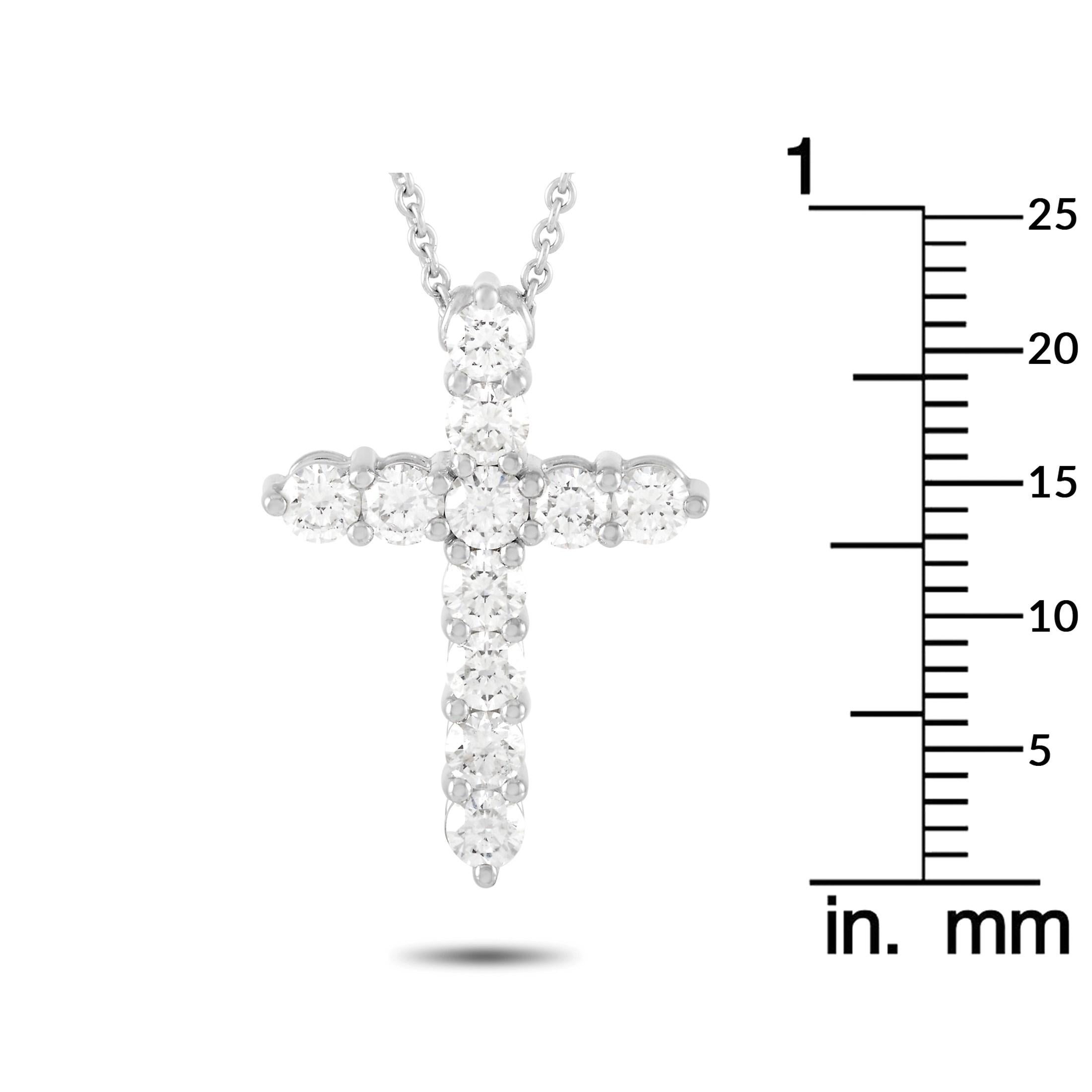 Graff 18 Karat Weißgold 1::10 Karat Diamant Kreuz Halskette im Zustand „Hervorragend“ in Southampton, PA
