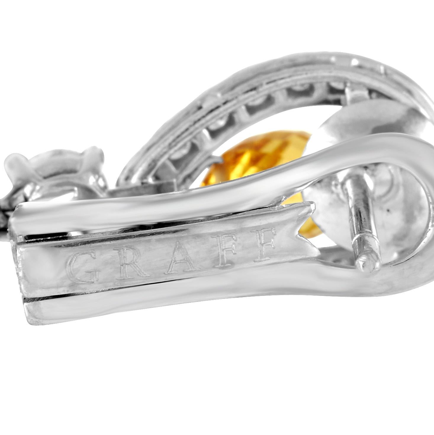 Mixed Cut Graff 18K White Gold 1.20 Ct Diamond and Multi-Colored Sapphire Dangle Earrings