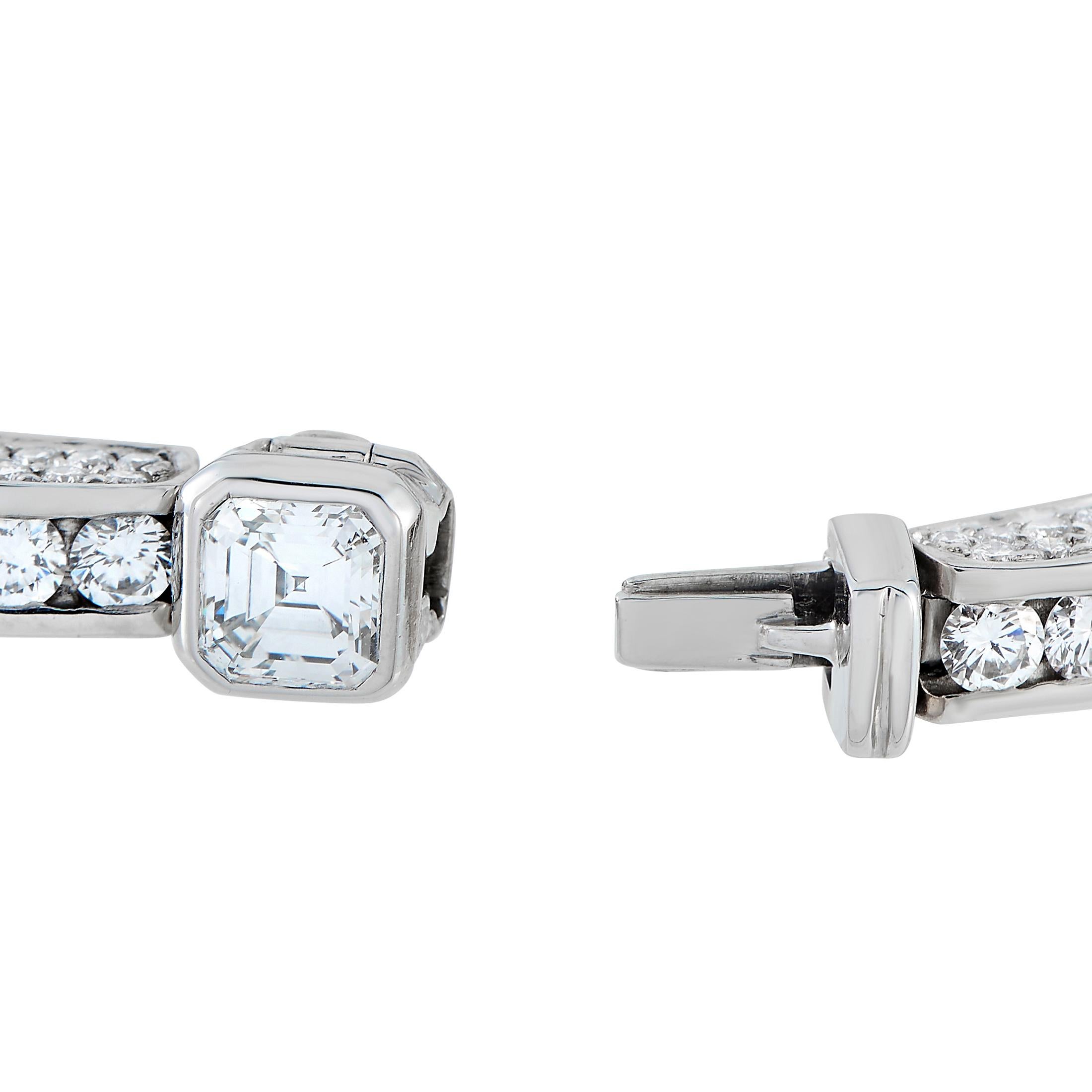 Round Cut Graff 18K White Gold 14.77ct Diamond Bracelet For Sale
