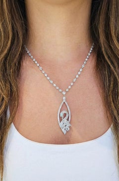 Graff 18K White Gold 18.4 Carat Diamond Swan Necklace & Earrings Suite