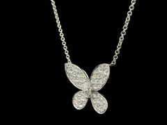 Graff 18k White Gold 1.8ctw Pave Fiery Diamond Butterfly Pendant Necklace
