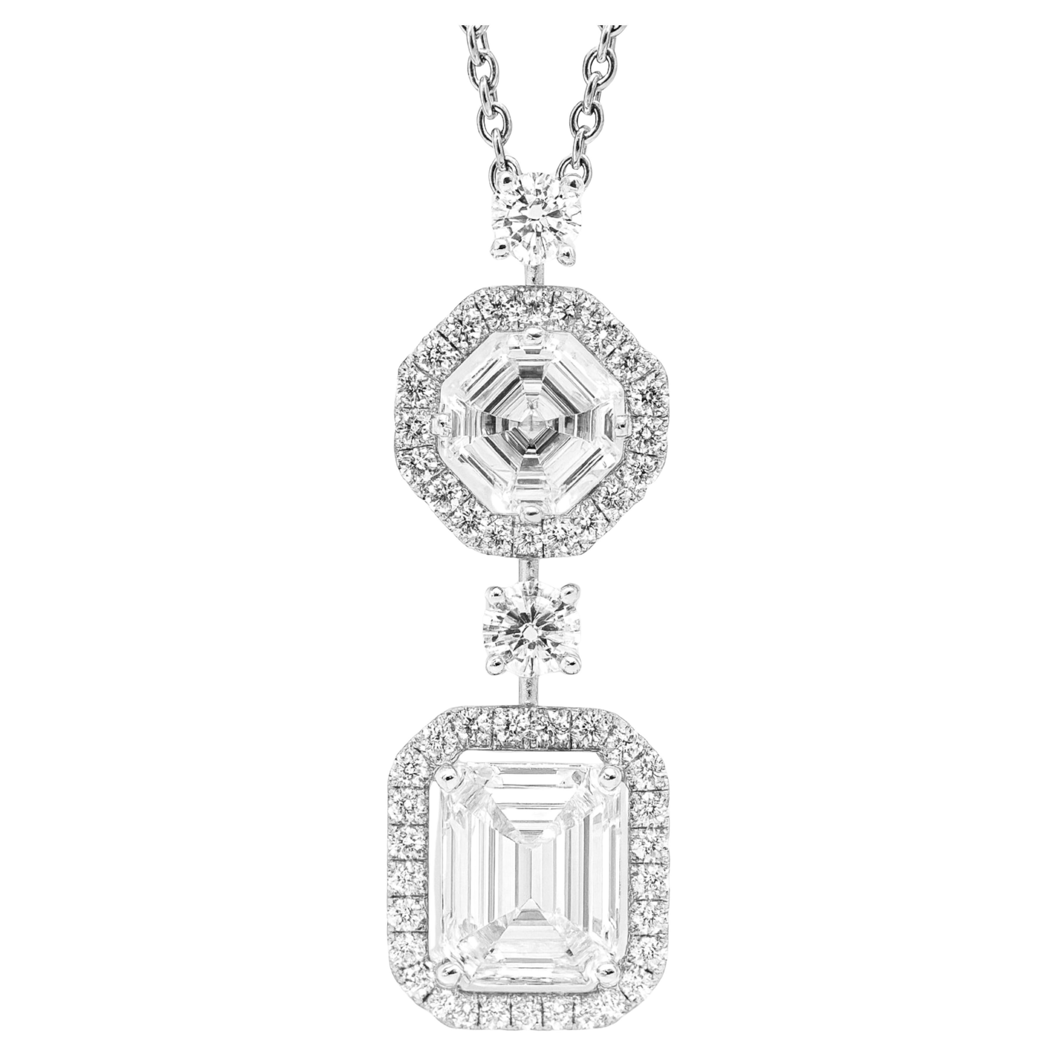 Graff Collier pendentif en or blanc 18K avec diamant de 3,50 carats en vente