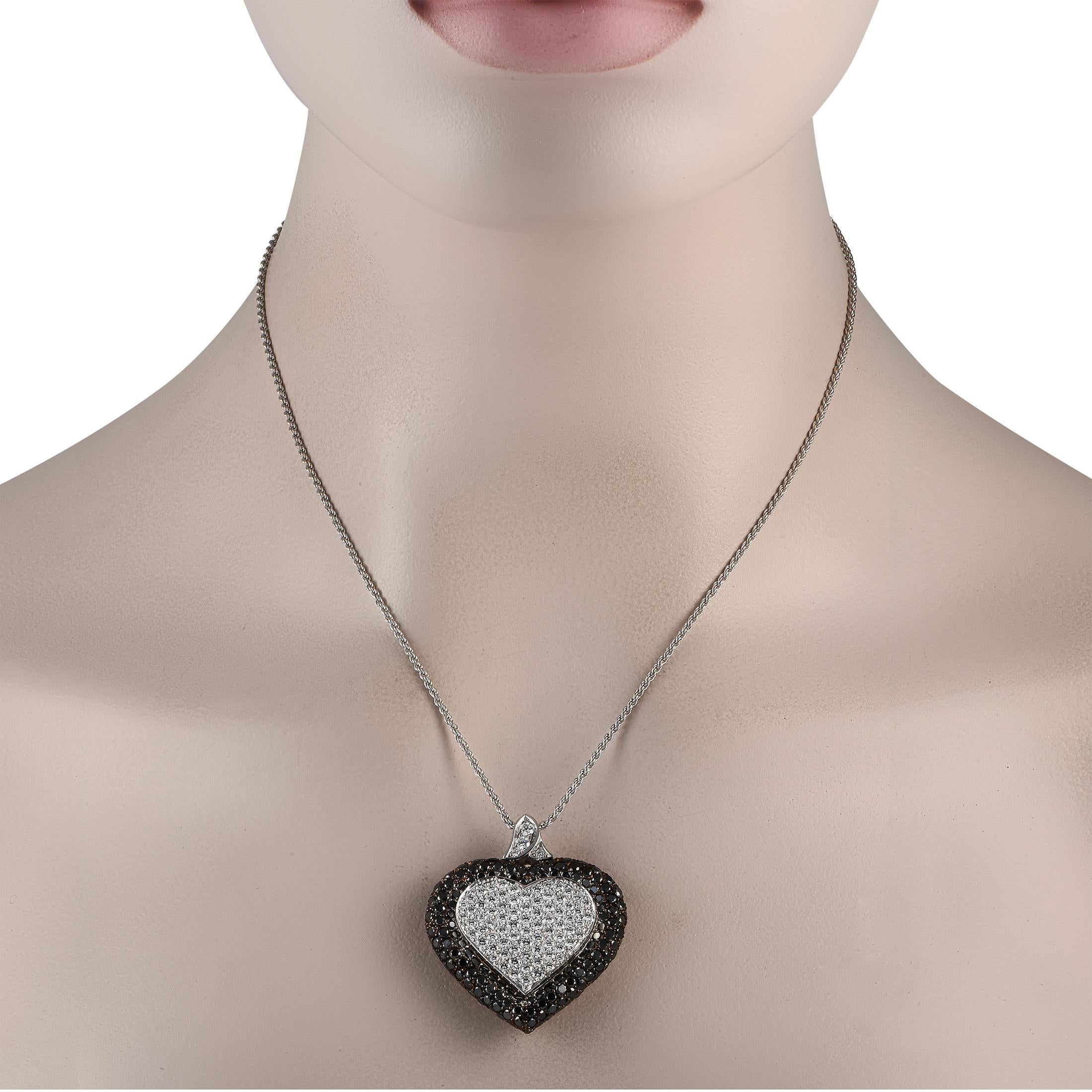 This exquisite creation by Graff is a testament to the British jeweler's exceptional craftsmanship and the high quality of its diamonds. The necklace features a heart-shaped pendant measuring 1.75 inches by 1.5 inches, decorated with a combination