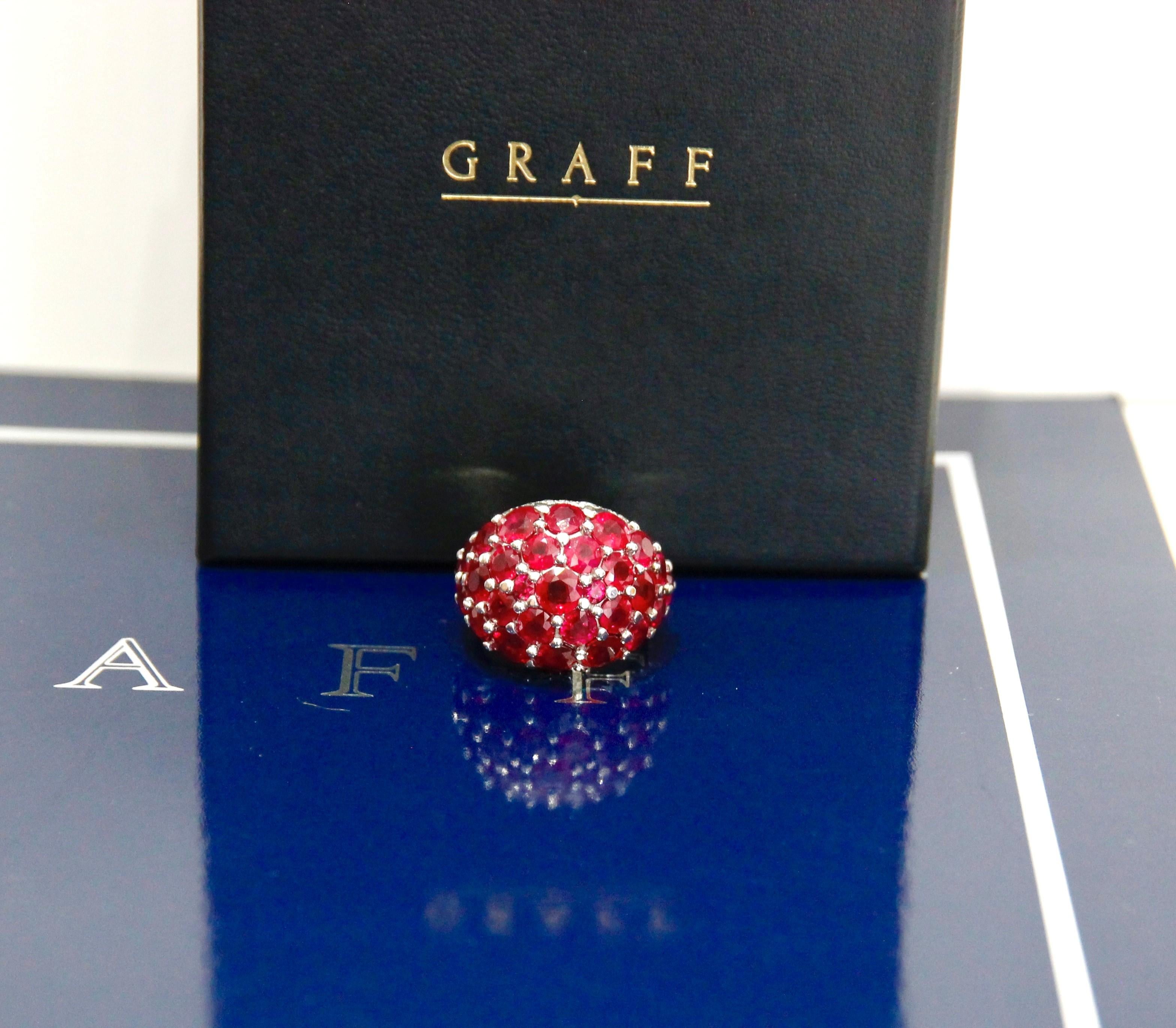 Modern Graff 18K White Gold Burma Ruby Ring For Sale