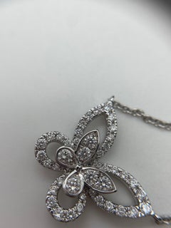 Graff 18K White Gold Butterfly Silhouette Diamond Pendant Necklace