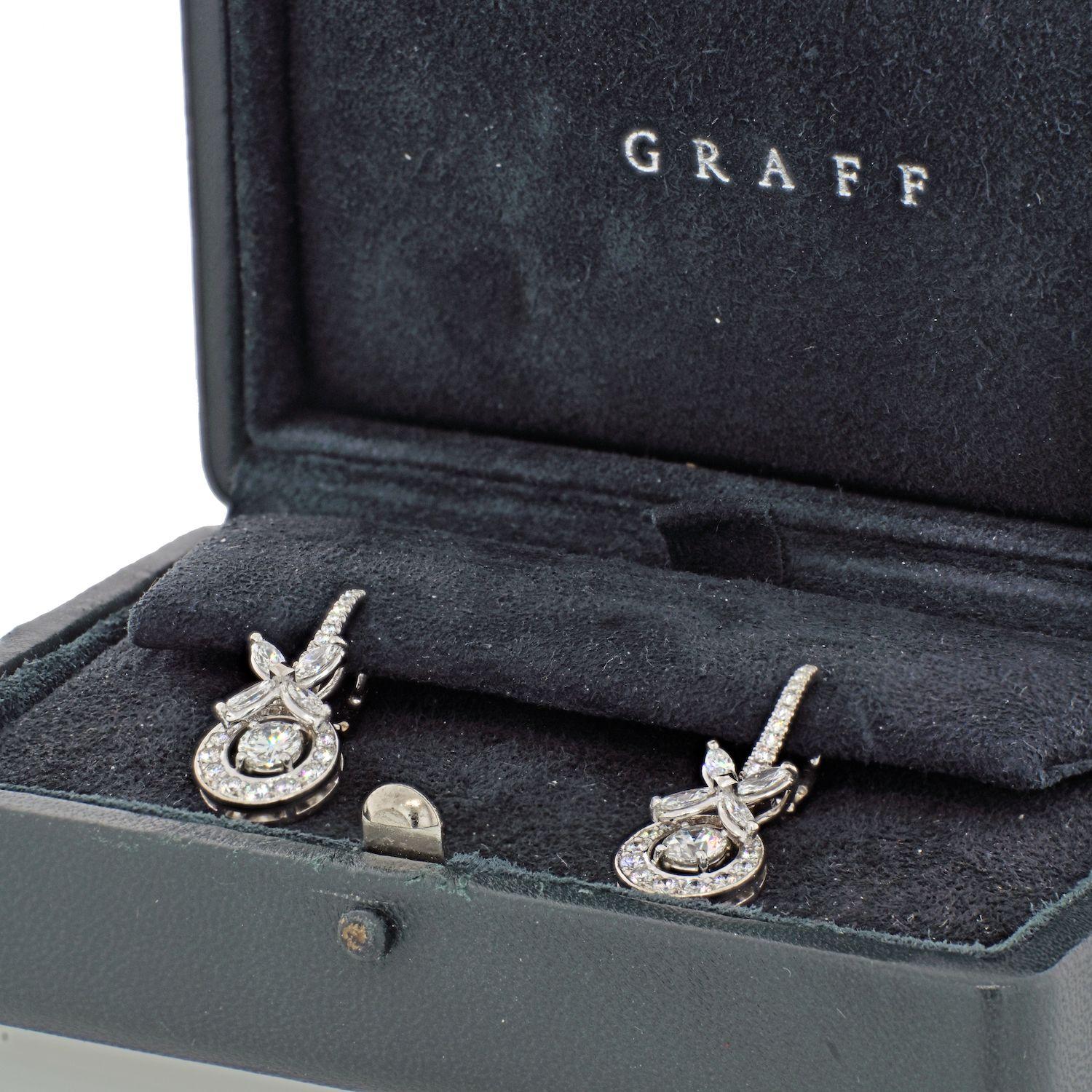 Modern Graff 18k White Gold Classic Diamond Butterfly Earrings