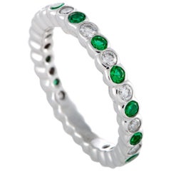 Graff 18 Karat White Gold Diamond and Emerald Eternity Band Ring