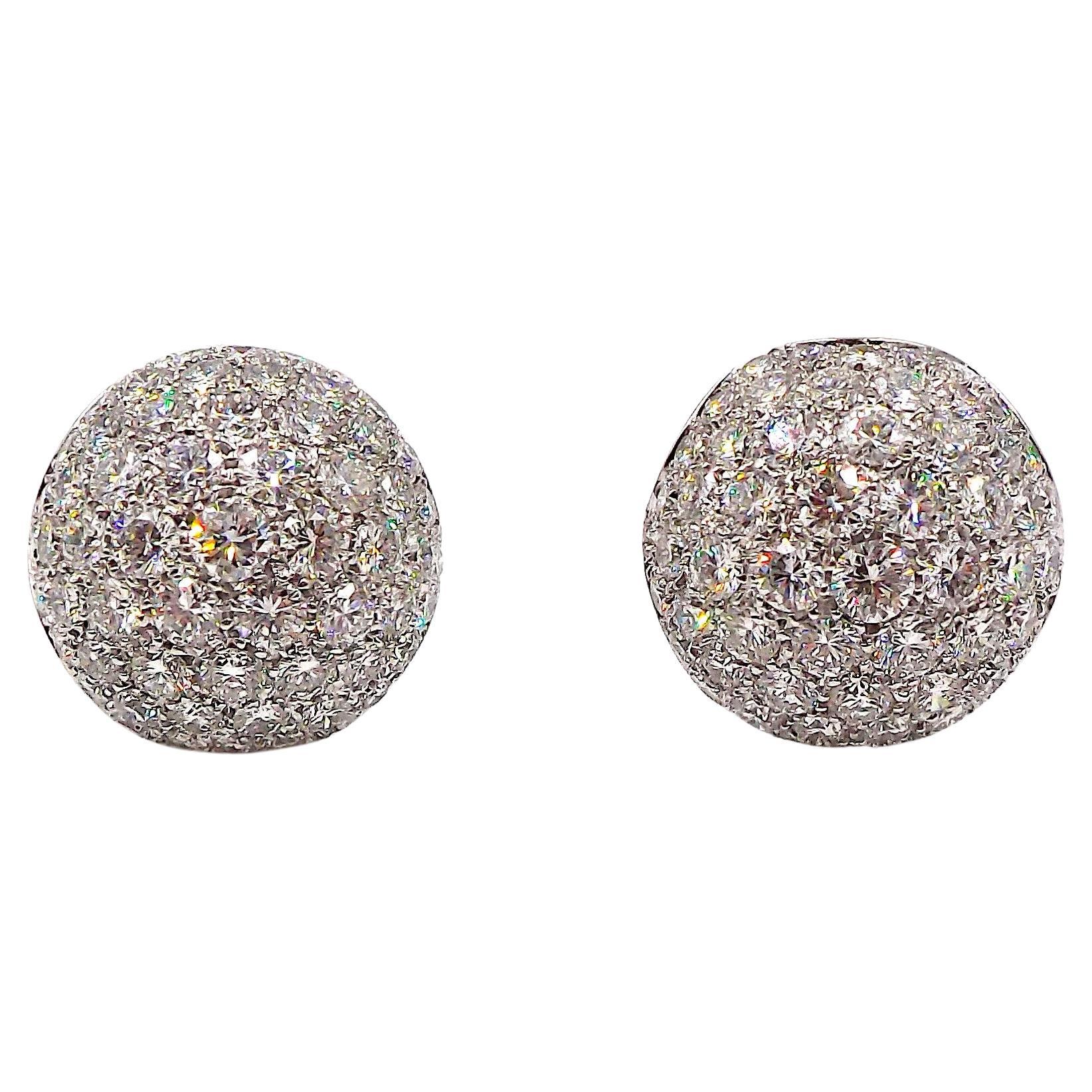 Graff 18K White Gold Diamond Dome Earrings For Sale